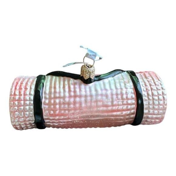 Anthropologie New Pink Yoga Mat Glass Ornament Rare Discontinued - Picture 7 of 9